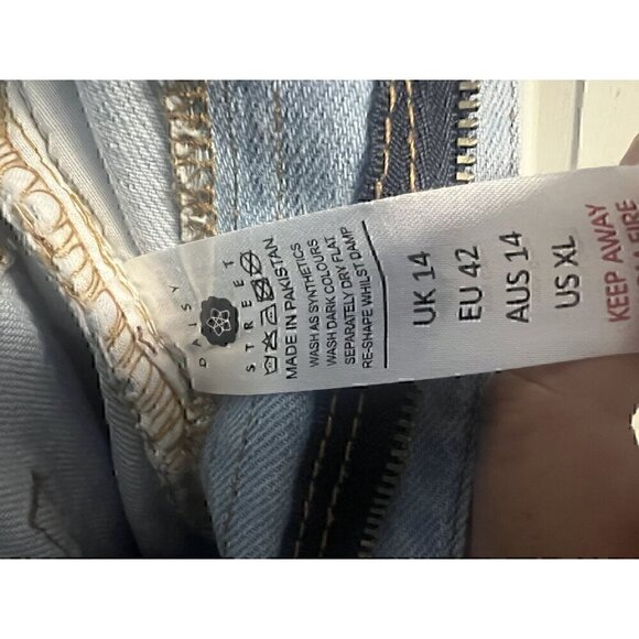 Daisy Street Straight High Rise Womens Light Wash Blue Denim Jeans Size XL - Picture 5 of 7